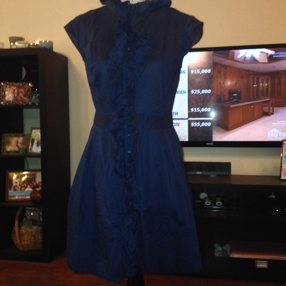 Ruffle front button down mini dress -M 7-9